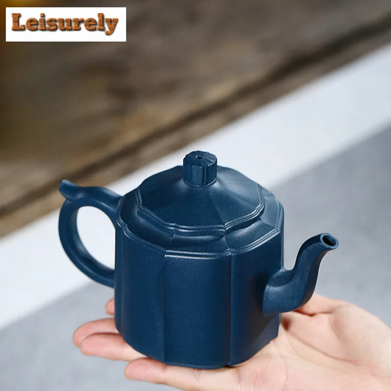 

280 мл Эстетические чайники из фиолетовой глины Исин, восьмиугольный горшок ручной работы, чайник из лазурной грязи с заварочным устройством, чайный сервиз Zisha, украшения