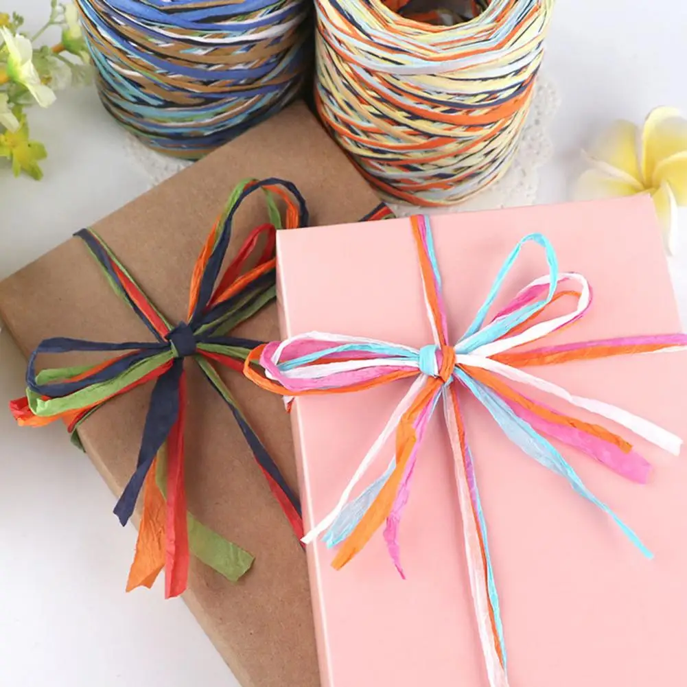 1 Roll Attractive Paper Ribbon  Eye-catching Simple Raffia Paper Rope  Florist Bouquets Packing Cord