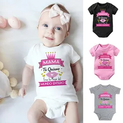 Best Mom In The World Spanish Print Baby Bodysuit Newborn Short Sleeve Jumpsuit Infant Mother's Day Mommy Birthday Outfit Romper