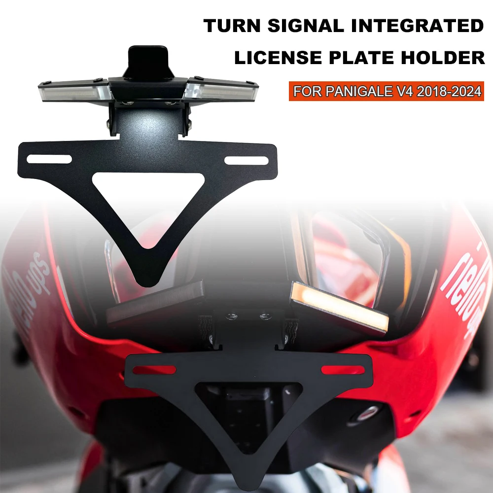 

New motorcycle parts license plate holder integrated turn signal FOR Ducati Panigale V4 V4S Streetfight V4 V2 2018-2024 ﻿