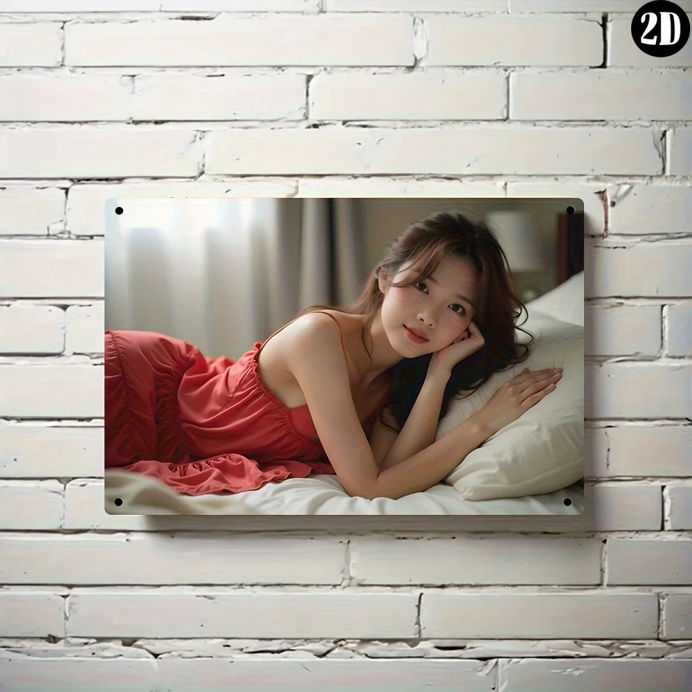 Retro-Mädchen Metall-Blechschild, Vintage-Wandkunst, Langlebige 2D-Flachdekoration für Zuhause, Bar, Café, Schlafzimmer