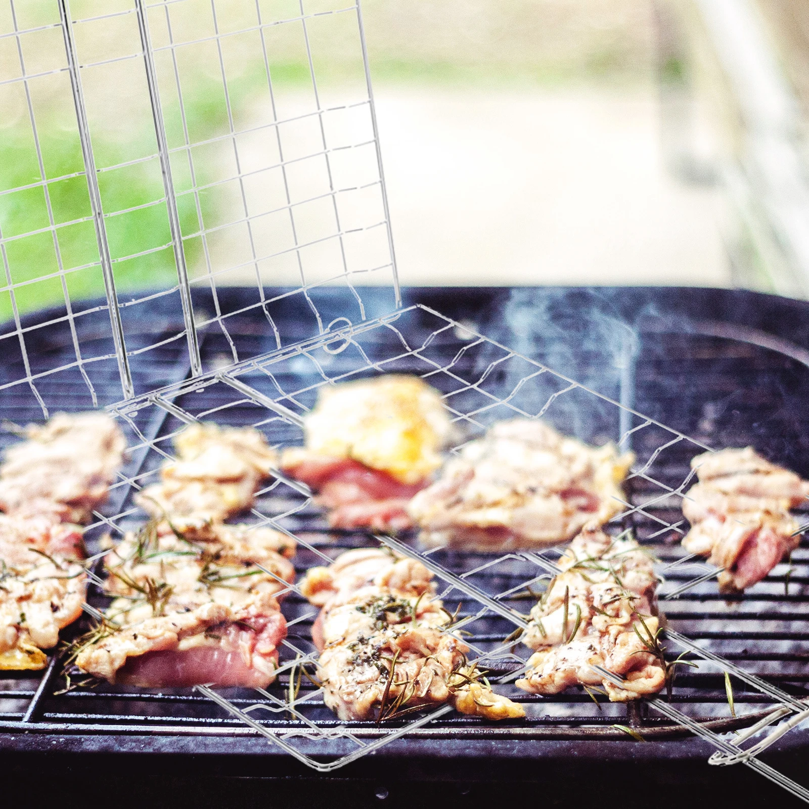 

Stainless Steel Grill Net Fish Meat Tools Flexible Opening Durable BBQ Outdoor Cooking Camping Picnic S wich Bread Grilling