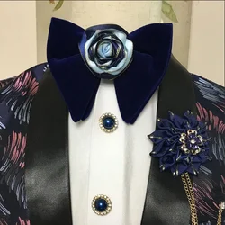 Business Men's Velvet Bow Tie Fashion Banquet Wedding Dress Suit Shirt Accessories Double Deck Big Horns Bow-ties Gifts for Men