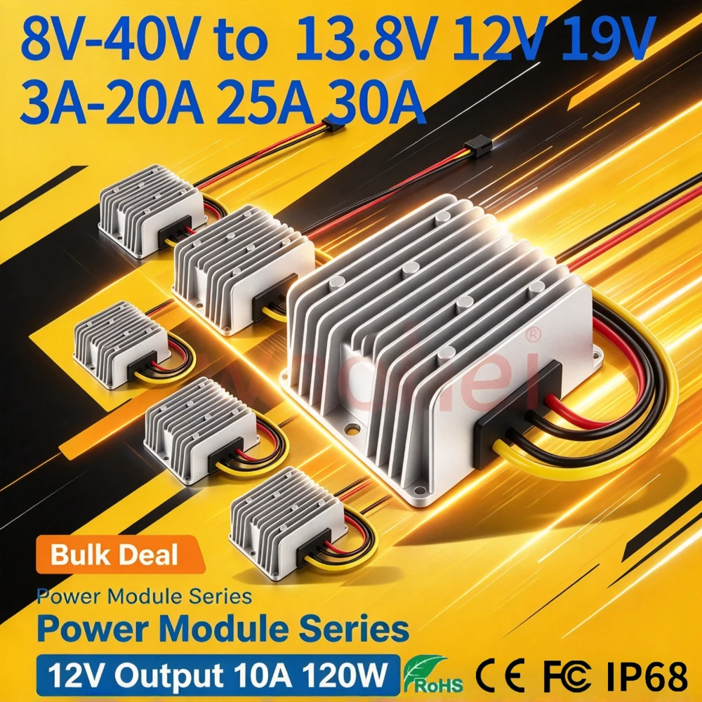 8V-40V to 12V 13.8V 19V DC Power Converter Boost Buck Voltage Stabilizer Regulator 3A 6A 10A 15A 20A 25A 30A LED Solar Car ROHS 2