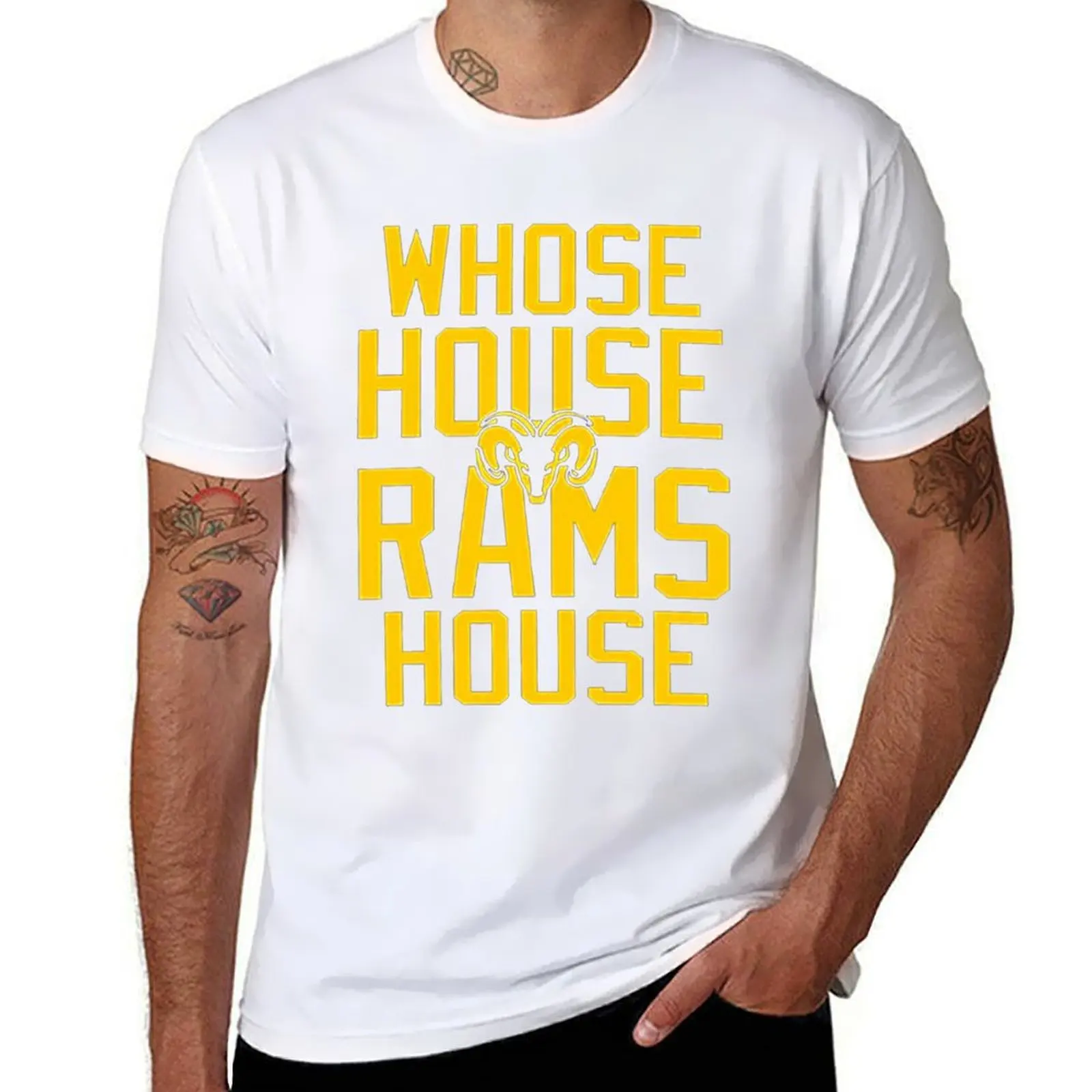 

WHOSE HOUSE Rams House T-Shirt cotton t shirts man 100% cotton tshirt 100% T-Shirt