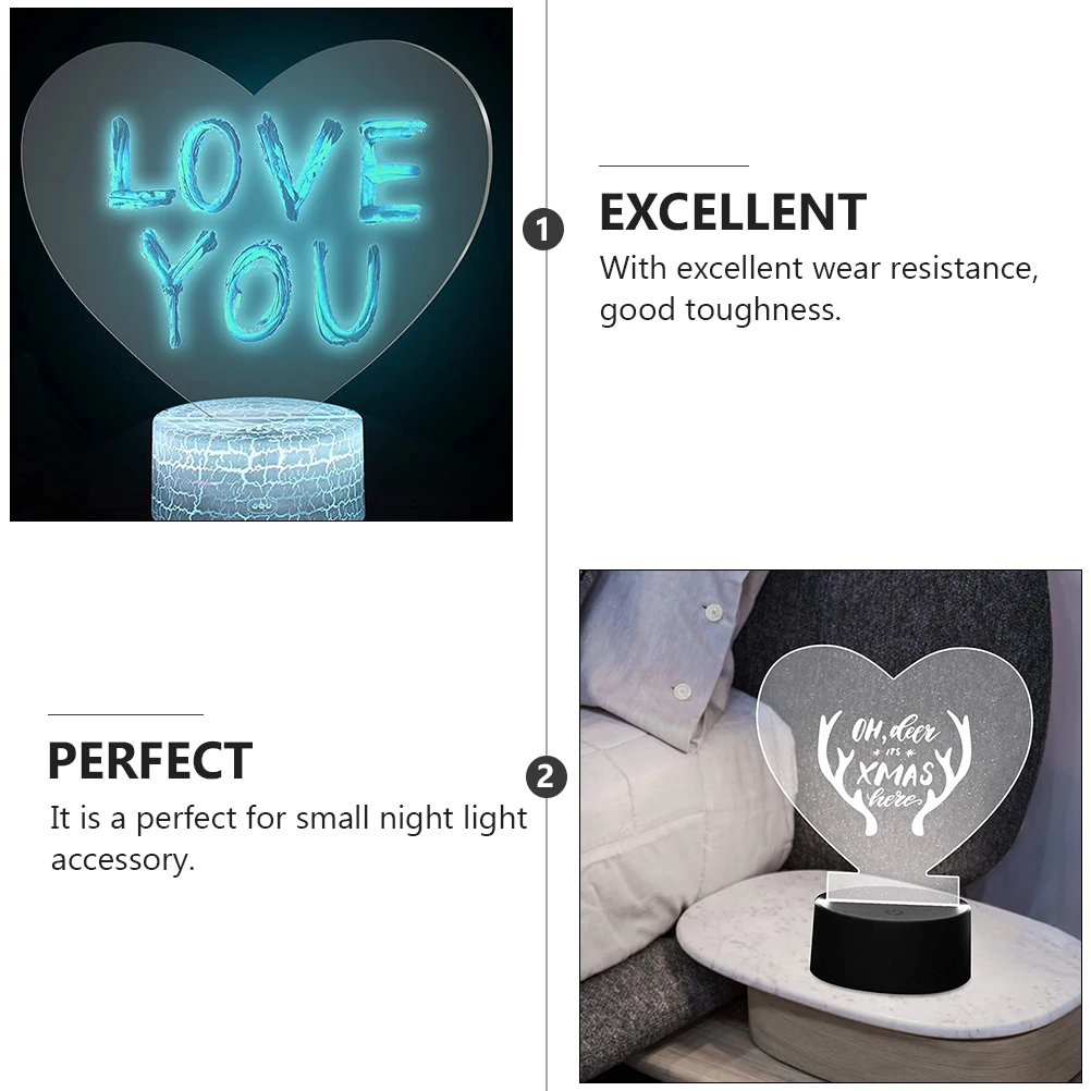 

5pcs shape Acrylic Light Plate Transparent Modeling Design Decorative Durable LED Night Led Lamp Acrylic Sheet Light Sheet