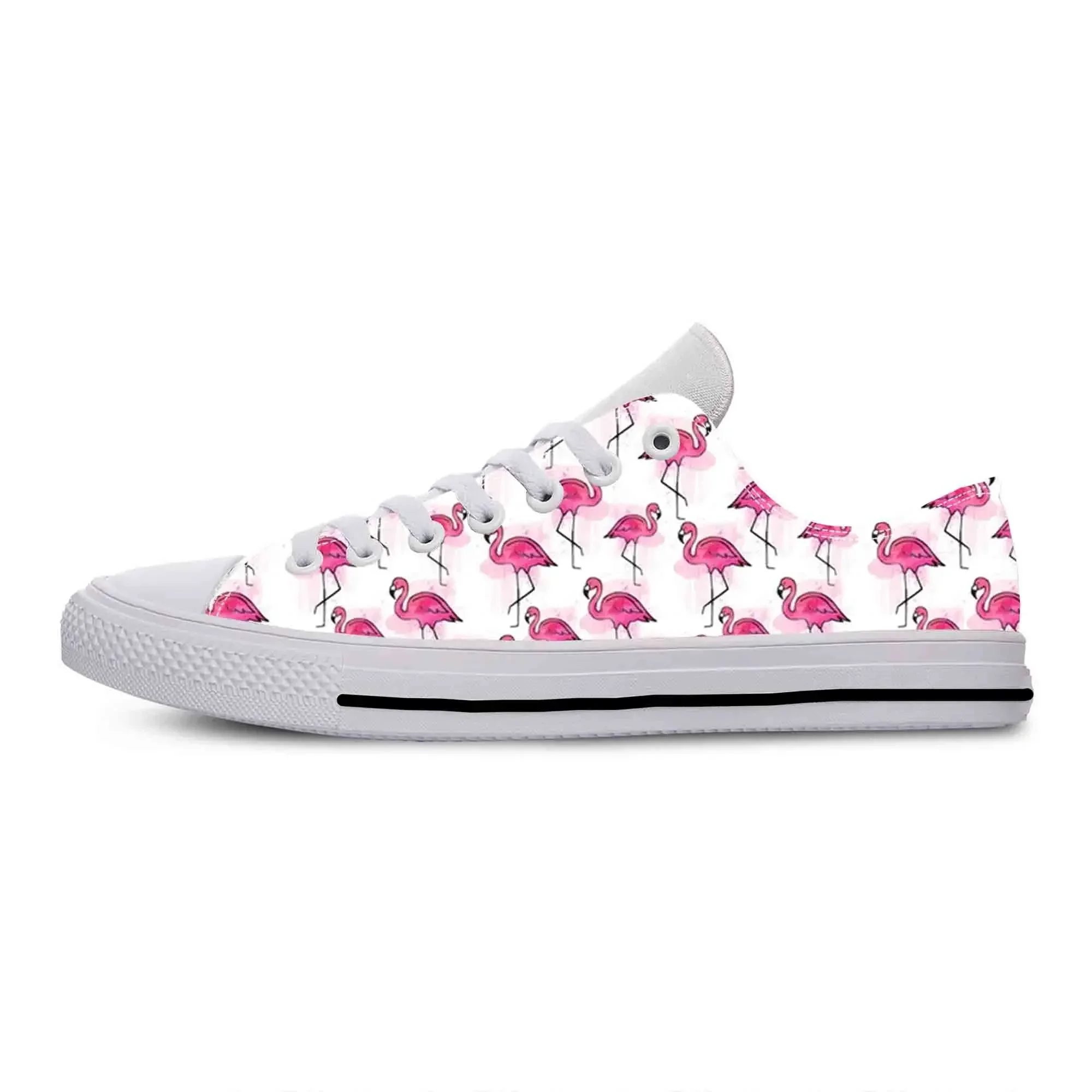 Zapatillas Deportivas Casuales de Tela con Estampado de Flamenco Rosa Tropical, Diseño de Dibujos Animados, de Caña Baja, Cómodas, Transpirables, con Impresión 3D, para Hombre y Mujer
