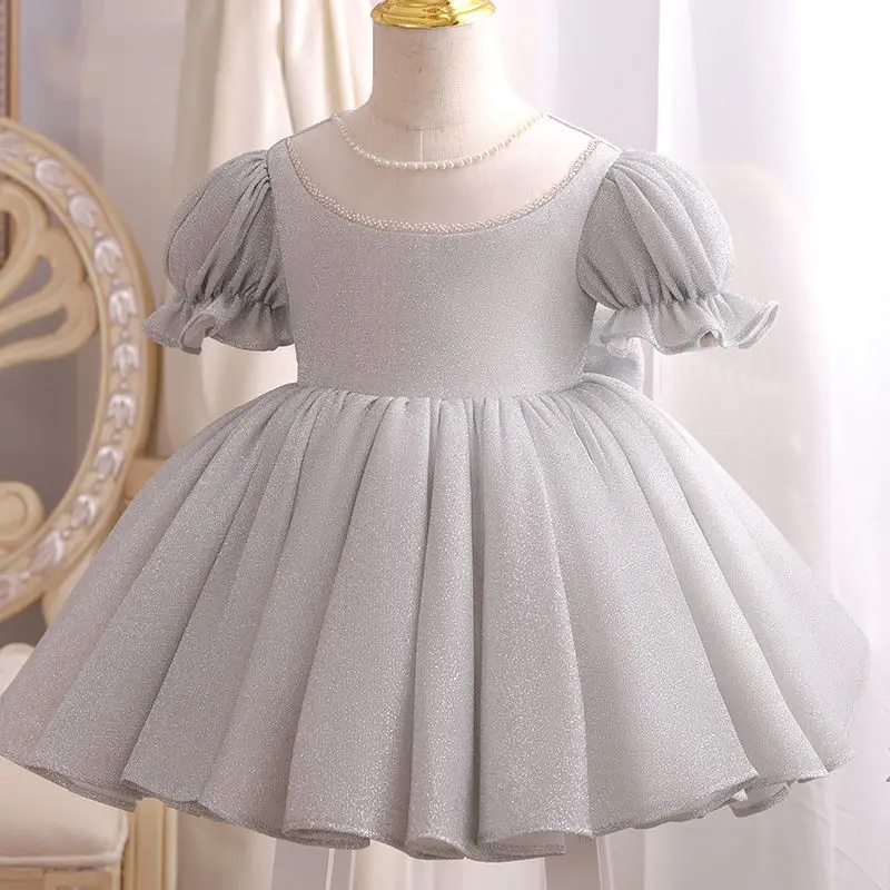 New Baby Girl Princess Floral Dress Infant Toddle Child Bow Vintage Vestido Short sleeve Party Pageant Birthday Baby Clothes