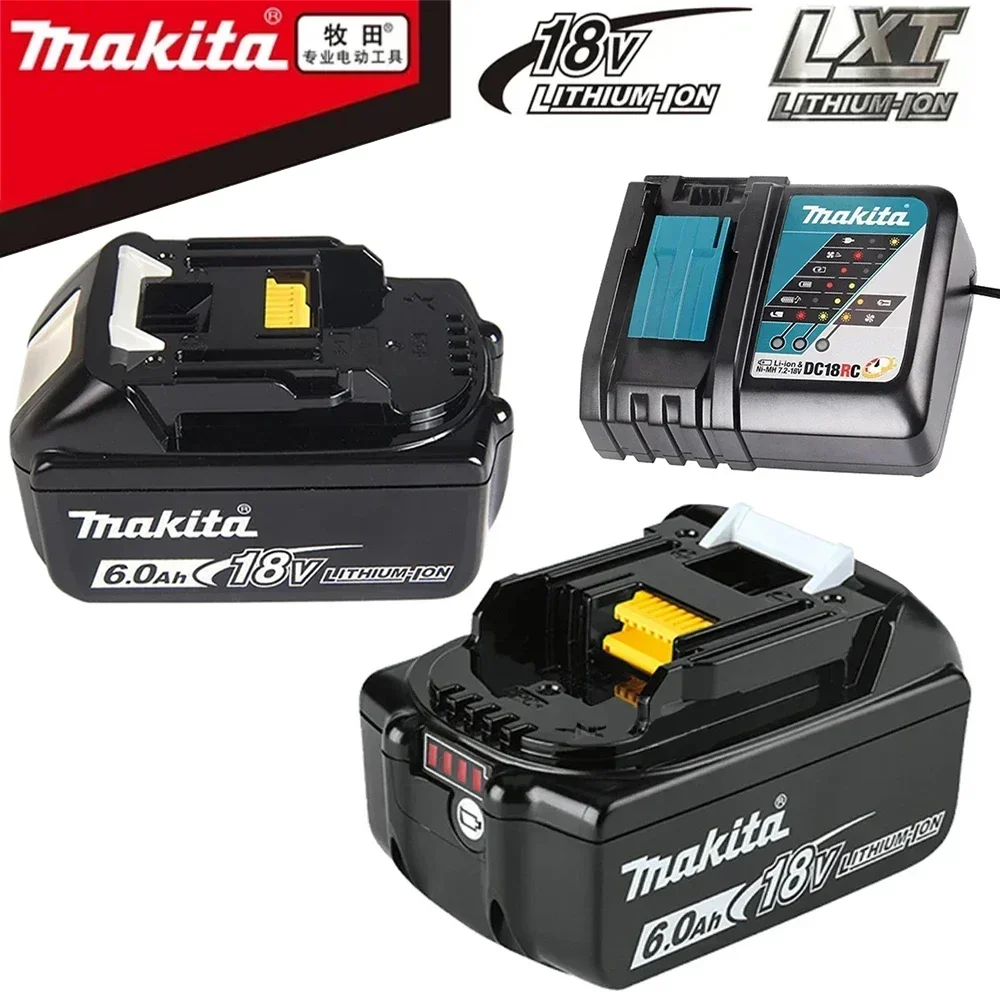 

Makita 18V Battery 6000mAh Rechargeable Power Tools Li-ion Battery with LED Replacement LXT BL1860B BL1860 BL1850+3A Charger