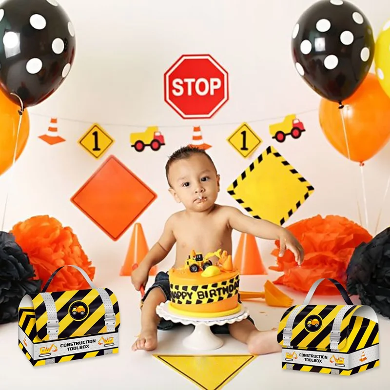 Construction Trucks Party Favor Candy Box Digger Candy Gift Box Cupcake Box Birthday Event Party Decorations Container Supplies