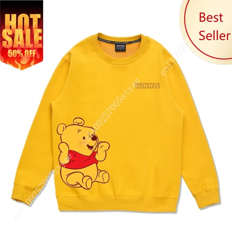 

Pooh Bear Cartoon Women's Round Neck Hoodie Women's Top Piglet Couple Round Neck Hoodie Casual Loose Top Fashion Trend