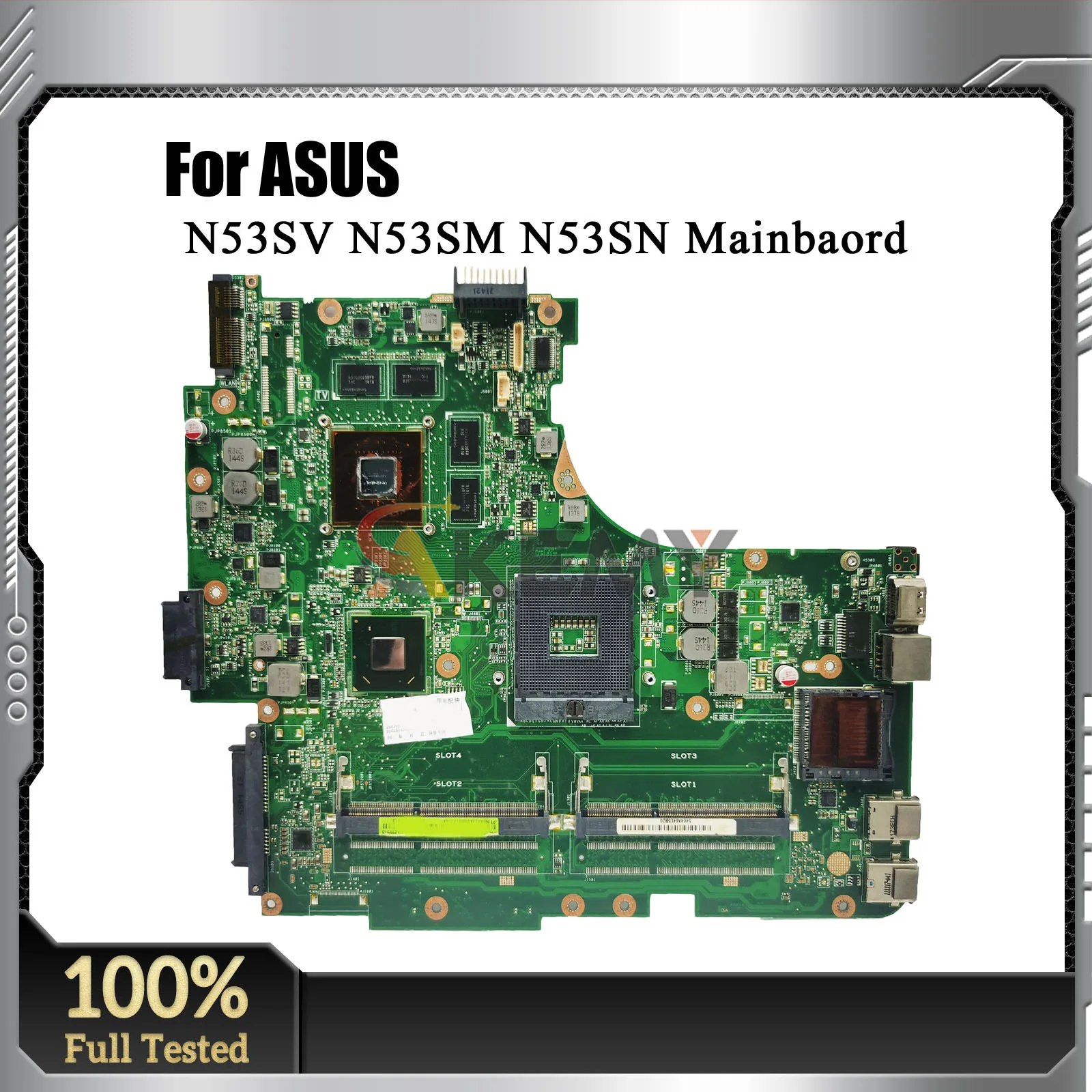 N53SV Laptop Motherboard For ASUS N53S N53SM N53SV N53SN Notebook Mainboard This item is in stock fast shipping 100% tests OK