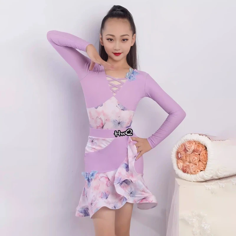 

Женская осенне-зимняя детская одежда для выступлений, профессиональная танцевальная юбка, одежда для латинских танцев, тренировочный костюм для оценки