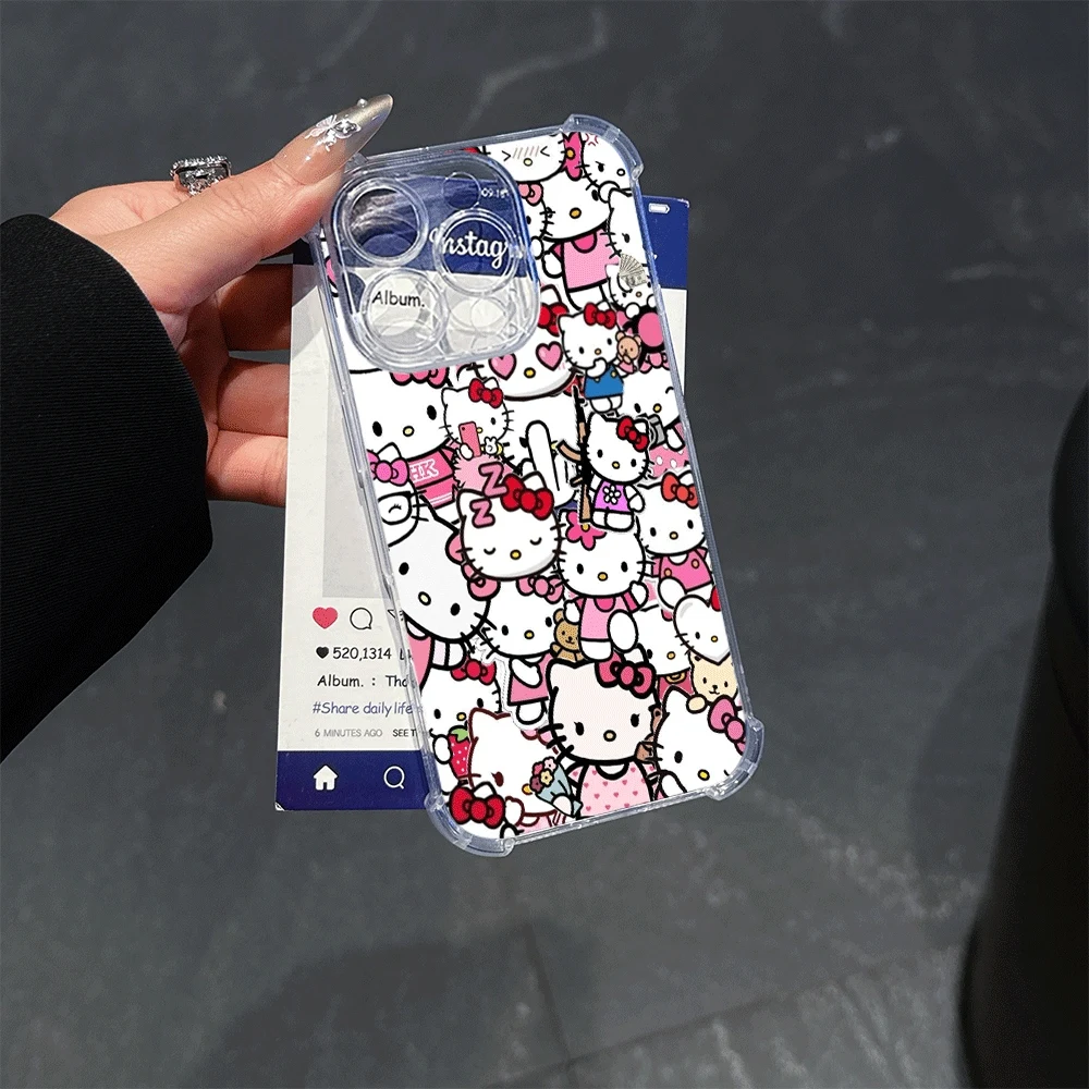 

Чехлы для мобильных телефонов Hello Kitty Cat для IPhone 15, IPhone 16/15/14/13/12/11/x/xs/xs Max, прозрачный чехол для телефона для девочек, подарок Hellokitty