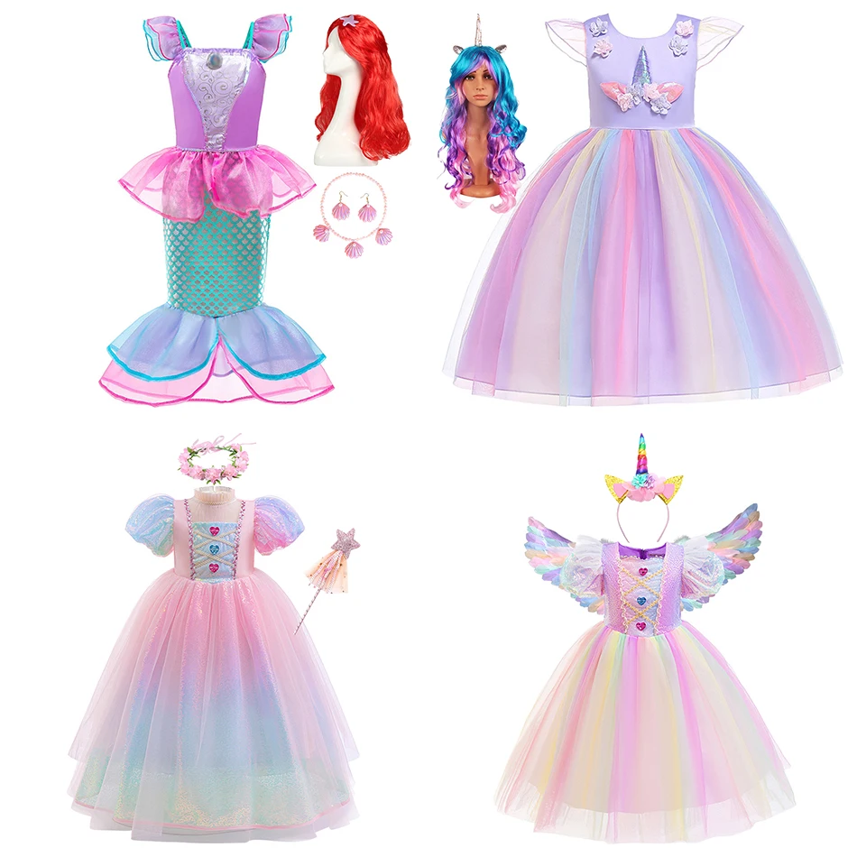 Halloween Costume Girl Mermaid Princess Dress Kids Unicorn Dresses Child Christmas Carnival Party Ball Gown Baby Cosplay Clothes
