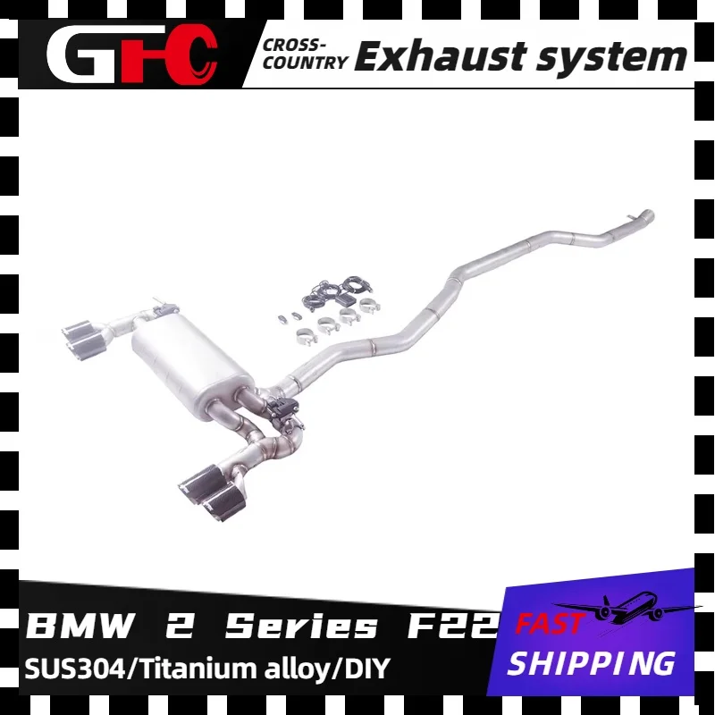 GFC catback electronic valve exhaust system four carbon fiber tips match the M4 surround for 2014-2018 BMW 2 Series F22