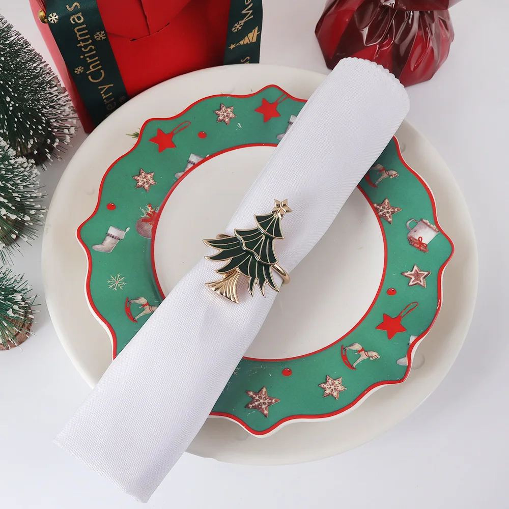 Christmas Tree Napkin Holder Simple Festive Napkin Clasp Metal Napkin Buckle Elegant For Banquet Wedding Party