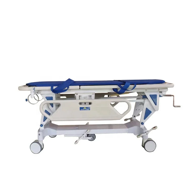 Hospital patients Operation height adjustable  transfer bed emergency stretcher cart ABS rescue car