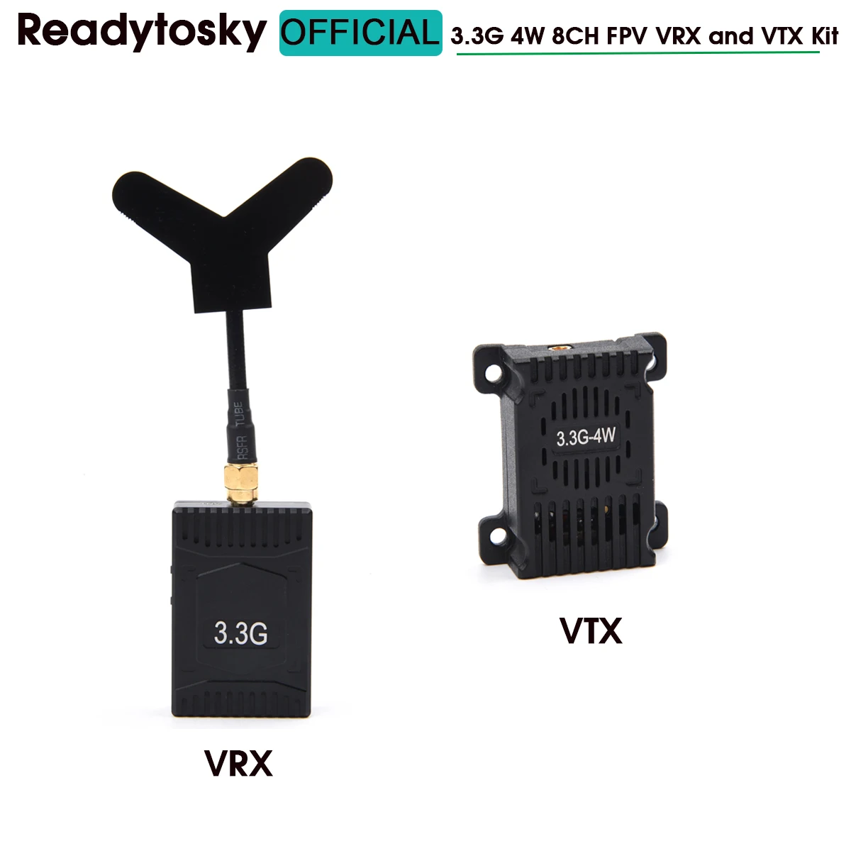 Receptor e transmissor de vídeo para drone de longo alcance Racer, Multirotor DIY Part, 3.3G, 3.3Ghz, FPV, 8CH, 4W, 4000MW, RX, VRX, TX, Kit VTX