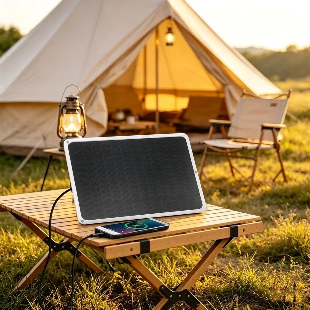 5W Foldable for solar Panel for Mobile Devices Dual 5V USB Outputs Monocrystalline Silicon 214x184x2.5mm Lightweight