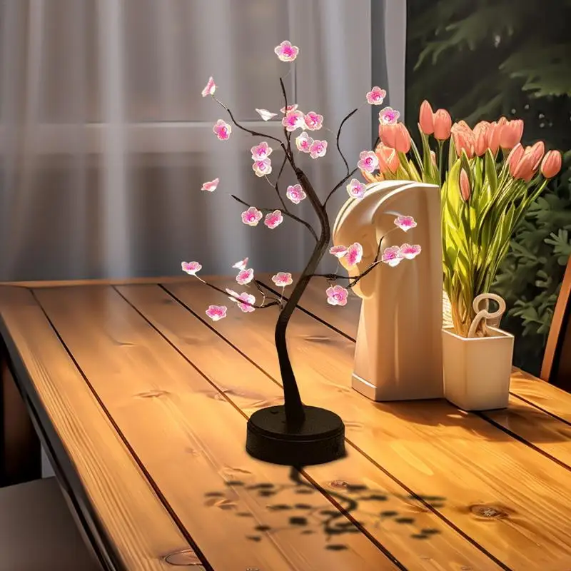 Plum Blossom Tree Light LED Flower Lamps Bonsai Tree Christmas Lights Tabletop Tree Lights Desktop Ornaments With Stable Base