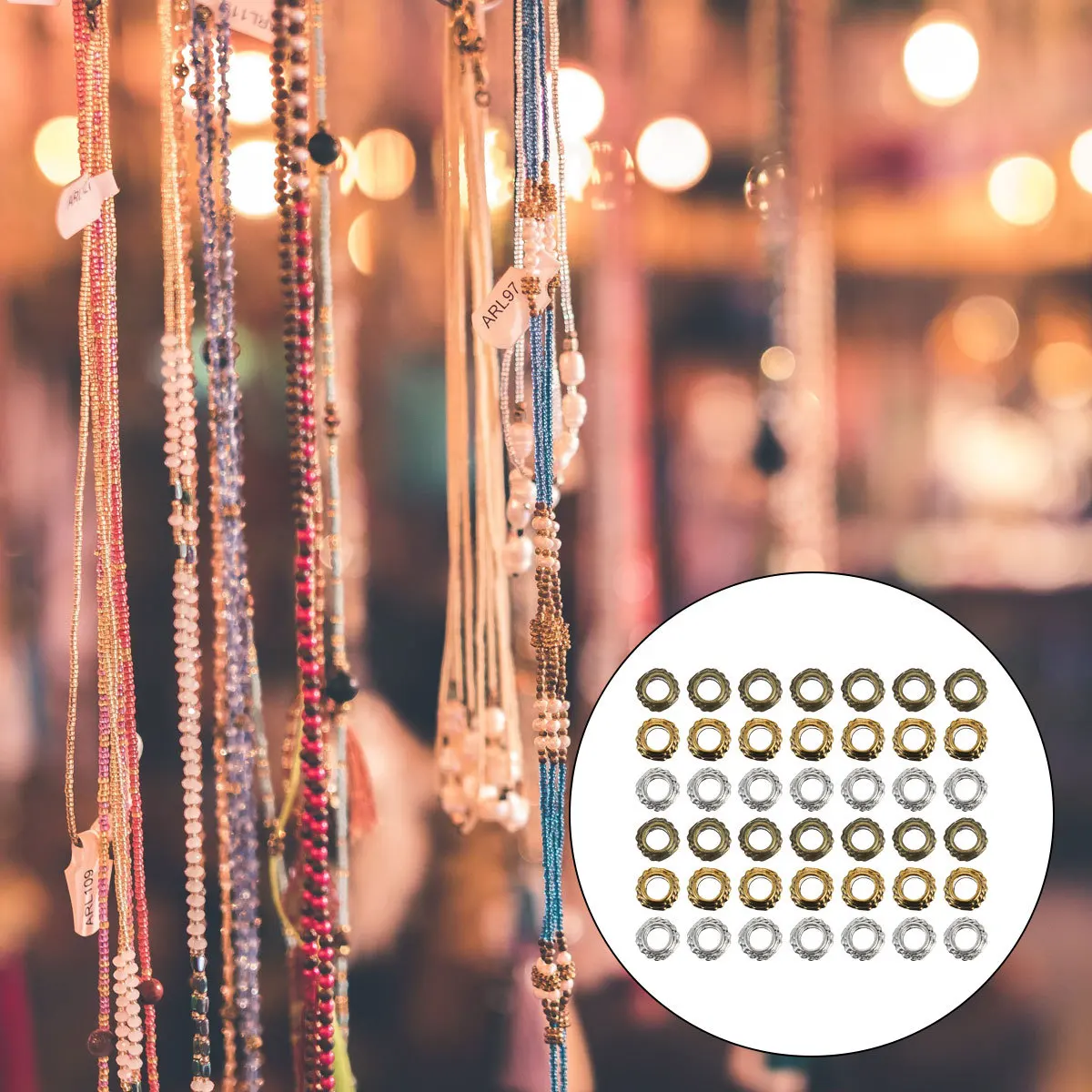 

300Pcs Large Hole Retro Alloy Beads Handmade DIY Jewelry Craft Accessories Spacer Beads DIY Materials Jewelry Accessories