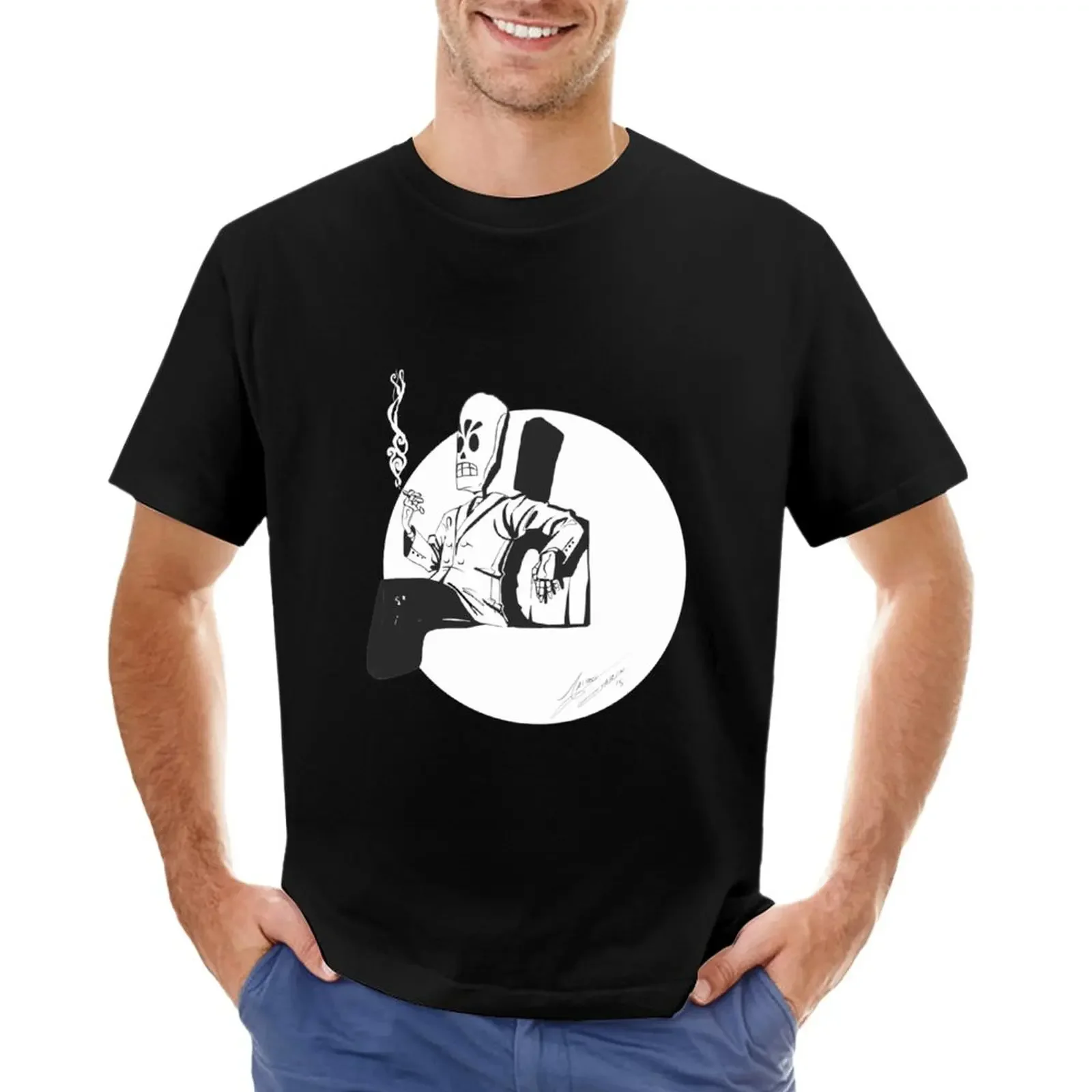 Grim Fandango футболка размера плюс топы Летняя одежда большого размера аниме одежда мужские футболки