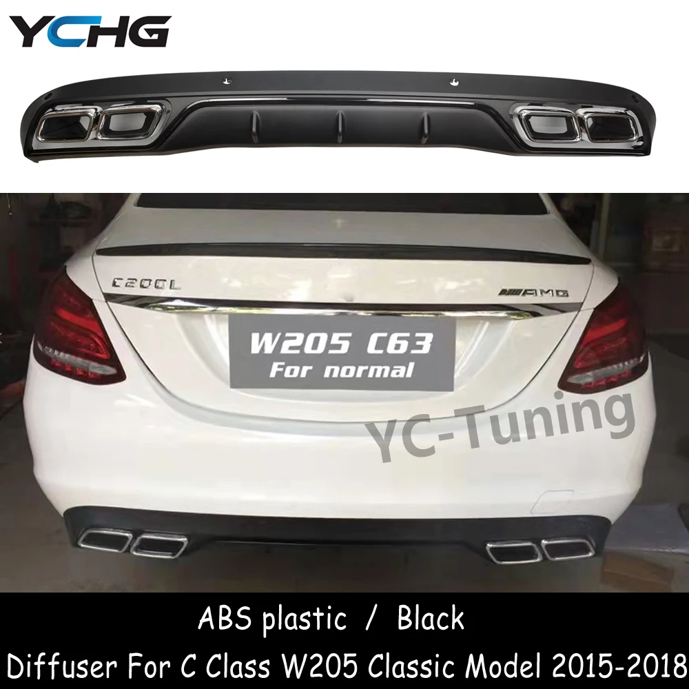 

W205 AMG Style Rear Bumper Diffuser For Mercedes Benz C Class W205 Sedan Non Sport C63 Diffuser with 4-outlet Exhaust 2015-2018