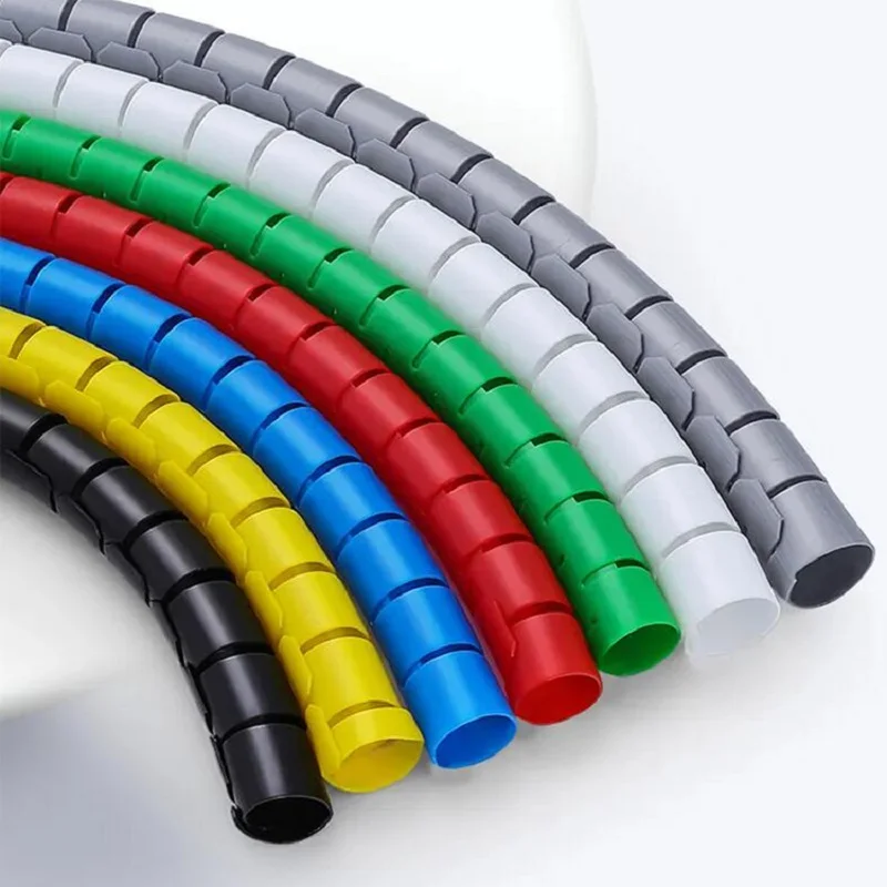 10/16mm Flexible Spiral Wire Protector Cable Organizer Computer Cord Protective Tube Clip Zip Wrap Plastic Management Tools