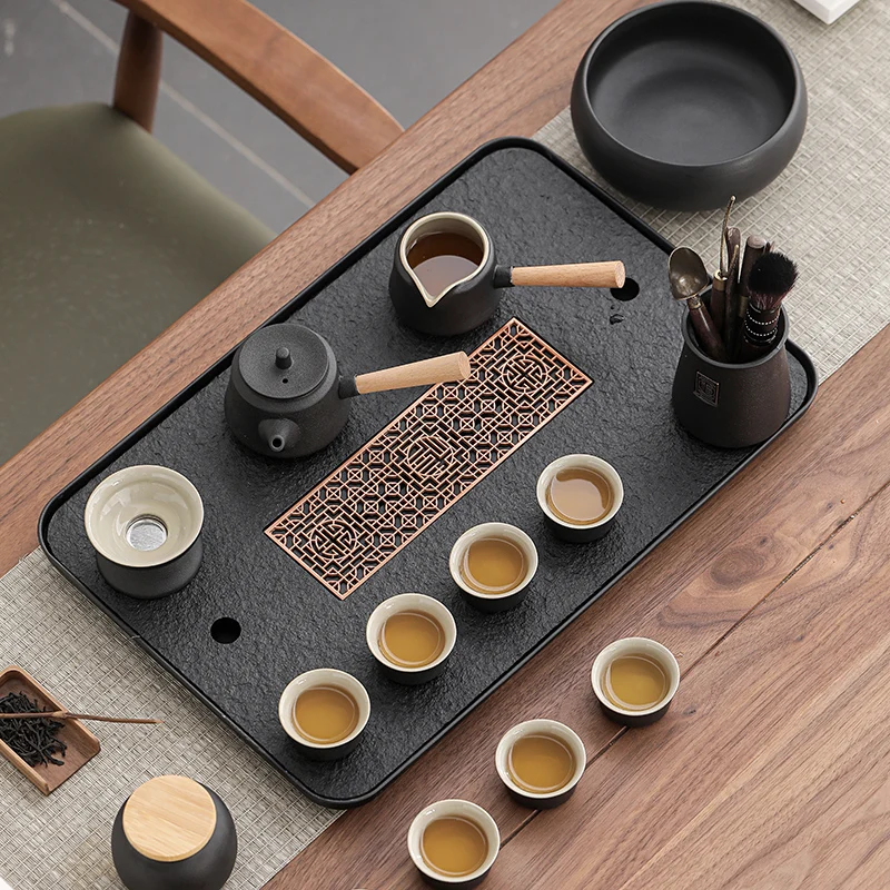 

Kitchen Gadget Tea Tray Plate Portable Dish Coffeeware Teaware Wooden Tray Luxury Bamboo Bandeja Madera Office Accessories