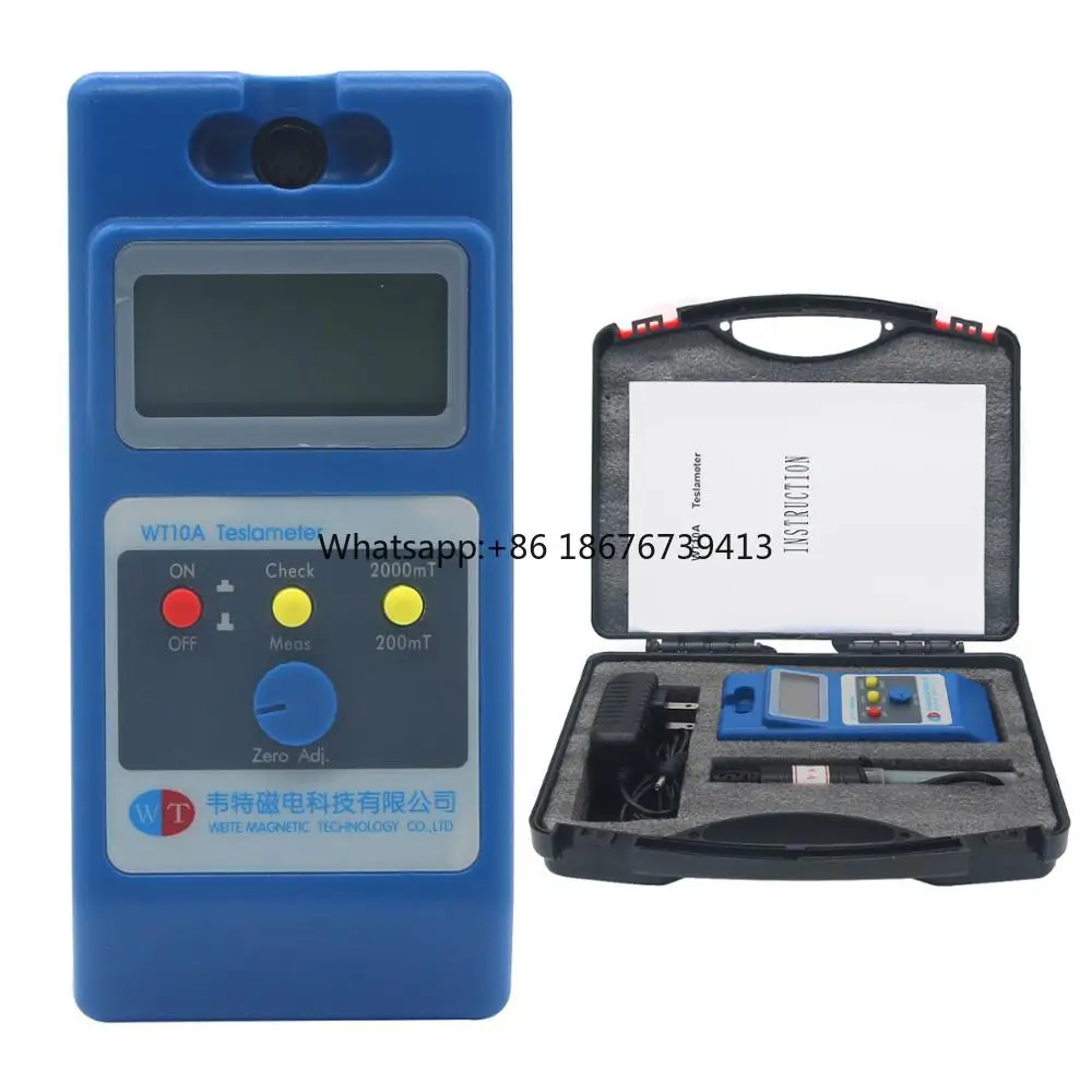 WT10A LCD Teslameter Gaussmeter Suace Magnetic Field Tester Ns Function