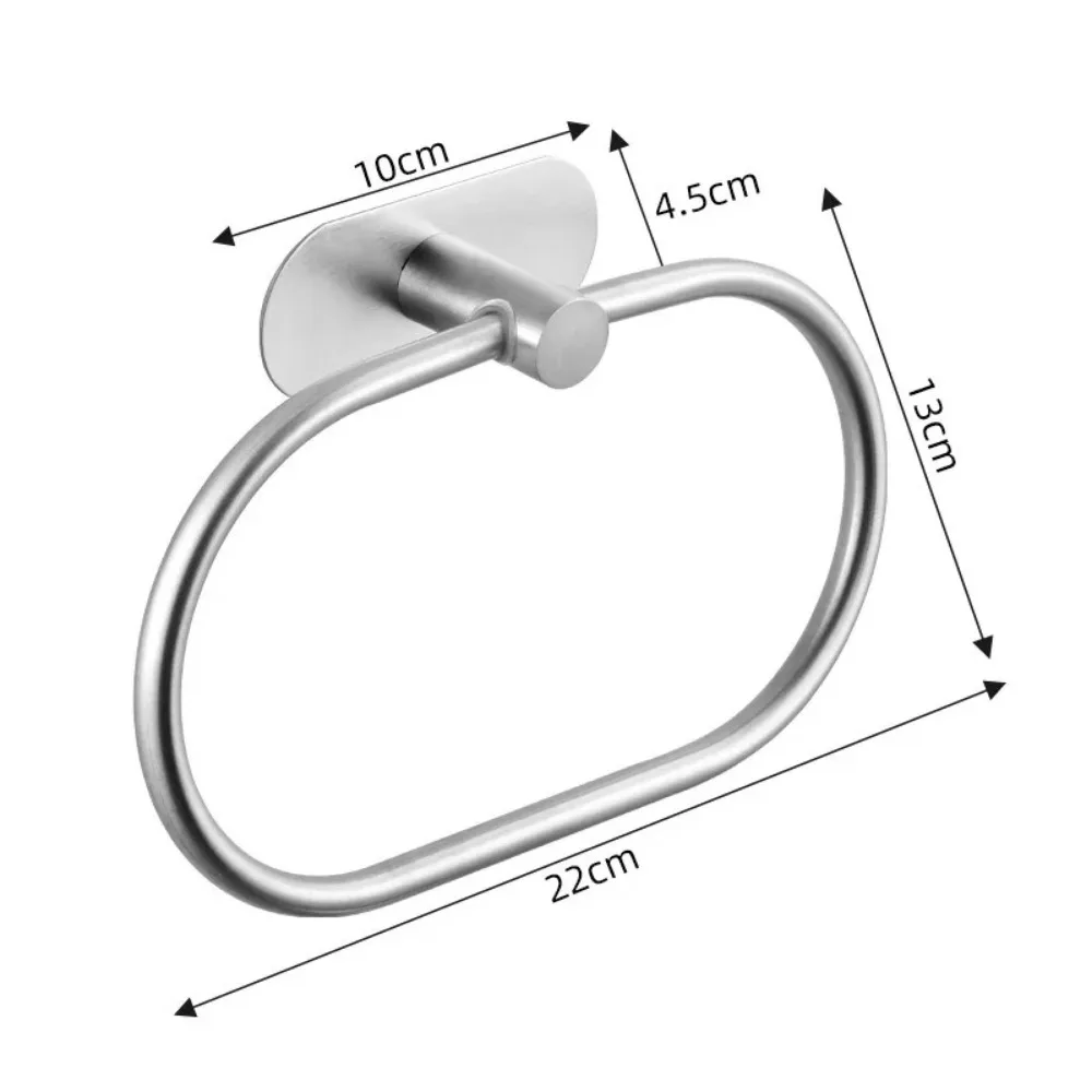 

Bathroom Towels Rack Black Washhand Hanger Ring Rail Bar Kitchen Storage Accessories Stainless Steel Towel Holder Self-adhesiv