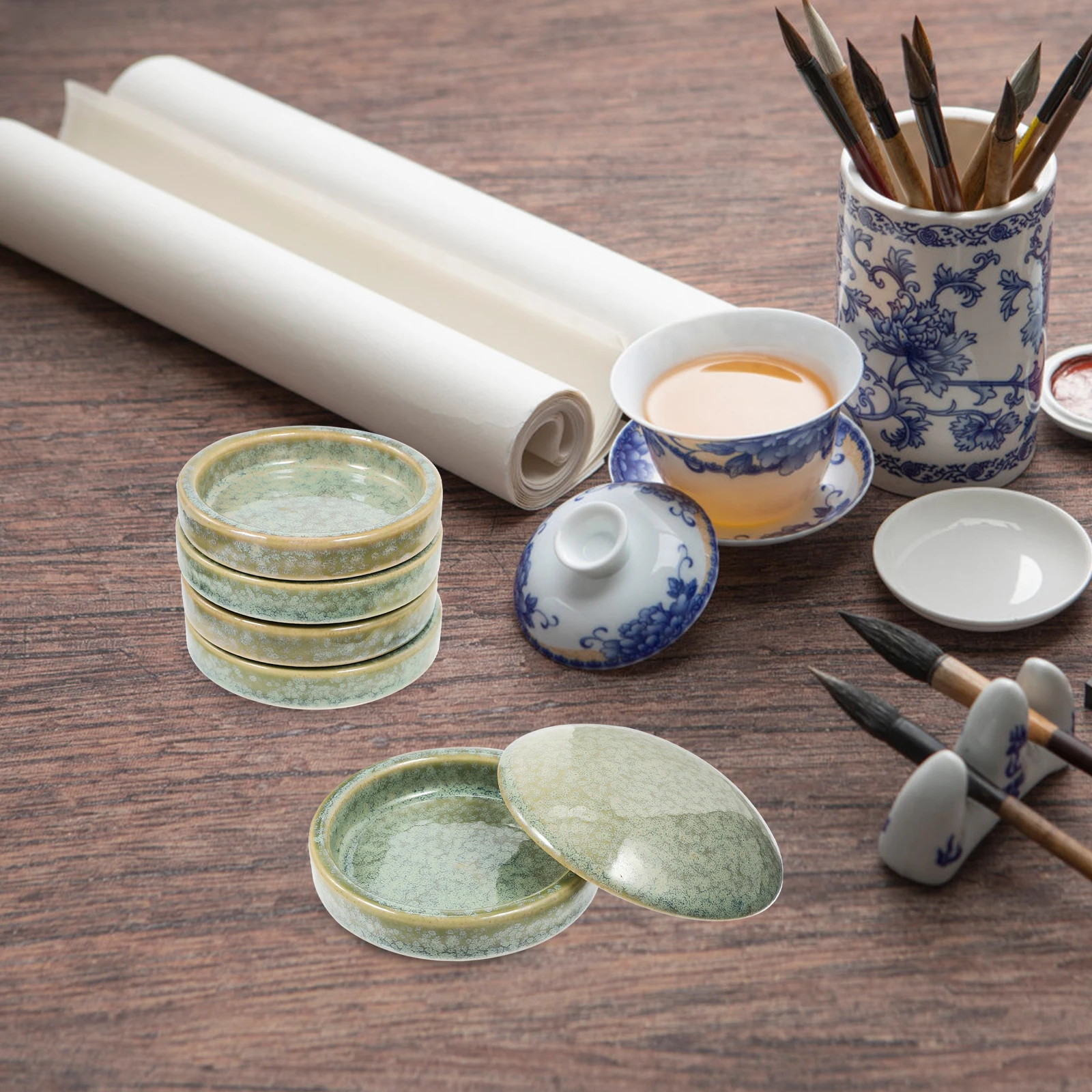 

Watercolor Plate Tray Watercolour Ceramic Palette Stackable Paint Mixing Dishes