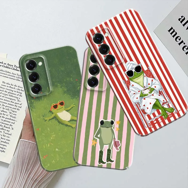 Popular Striped Frog Cover For Samsung Galaxy A04 A05 A06 A26 A16 A57 A22 A25 A33 A37 A56 A73 Hard Film Phone Case