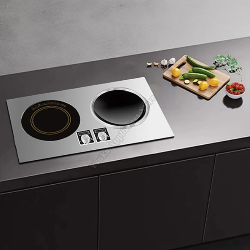 Induction Cooker Dual Heads Embedded Household Complete Set With Pot Large Power Dual Burners Concave Electromagnetic Stove