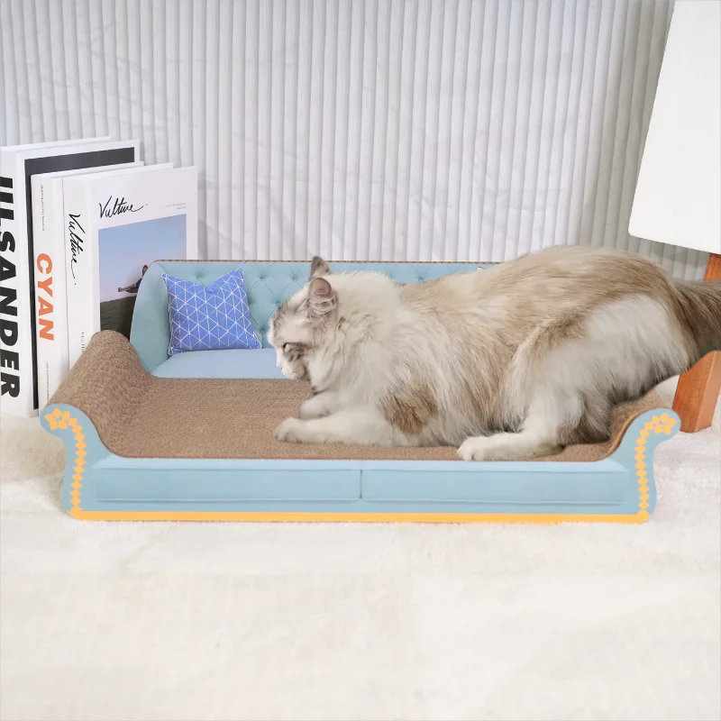 Sofa Shaped Cat Scratching Board Bed - 20 Inch Durable Corrugated Cardboard Cat, Modern Stylish Cat Bed, Protect Furniture