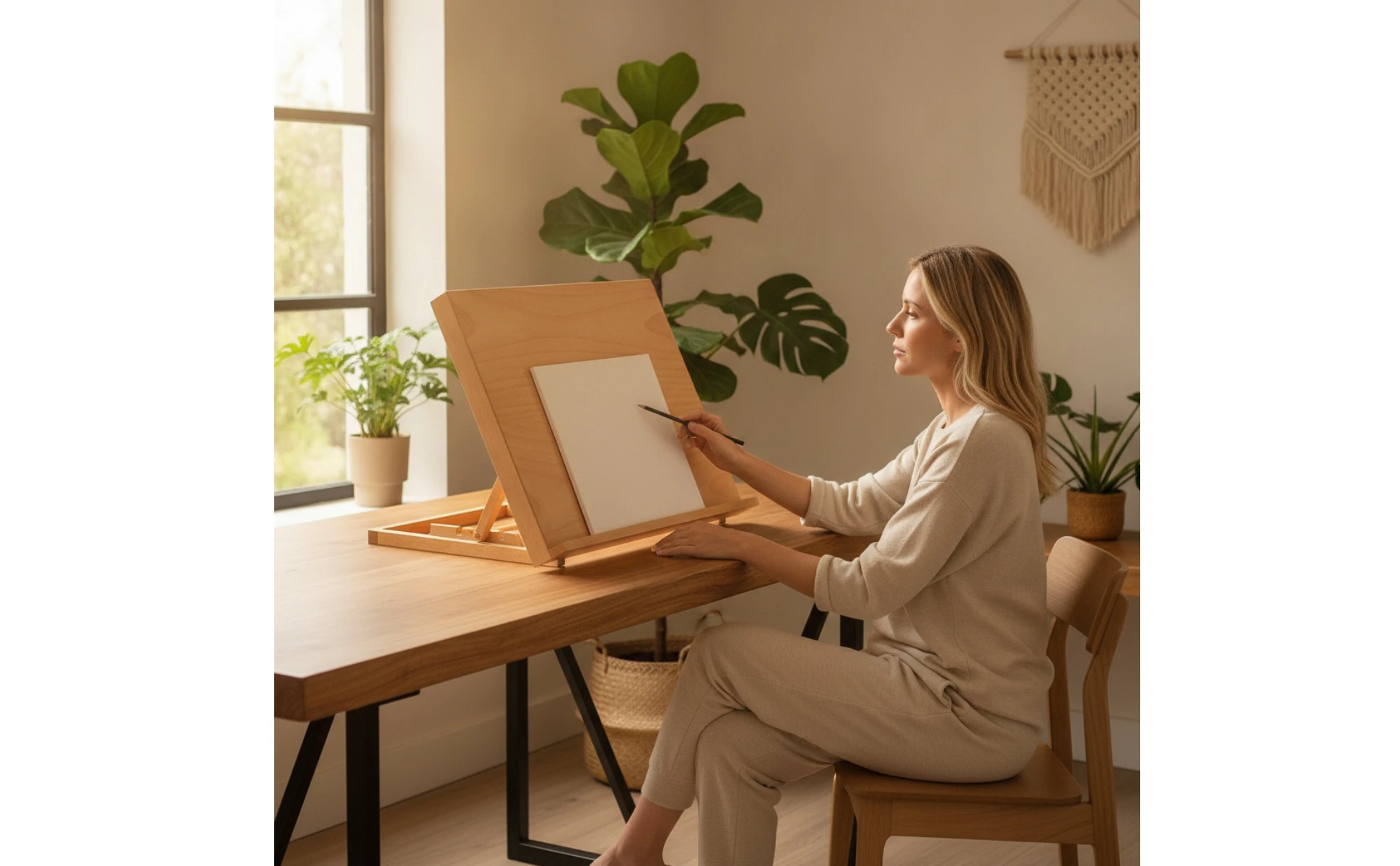 Wooden Tabletop Easel Portable Tabletop Painting Easel Drawing Stand Compact Easy to Store for Artists, Home Workspace, Studio