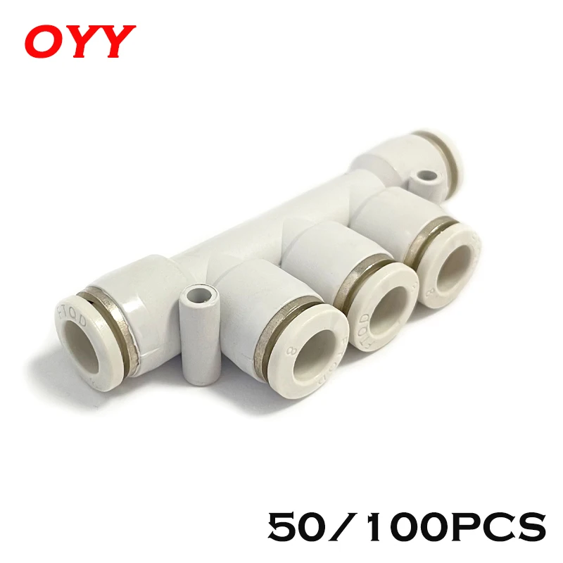 50/100PCS High Quality White Trachea Quick Connector Five-way Plastic Pneumatic Fittings PK-4/6/8/10/12mm