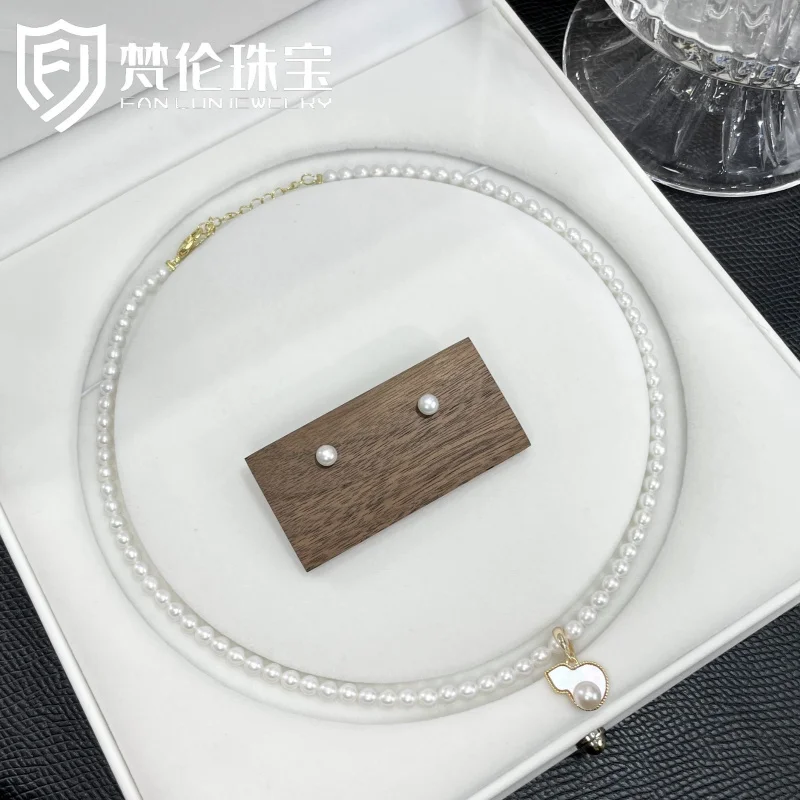 

Camellia Small Pearl Necklace Female Sense Collarbone Chain 2025 New S925 Silver Earrings Set