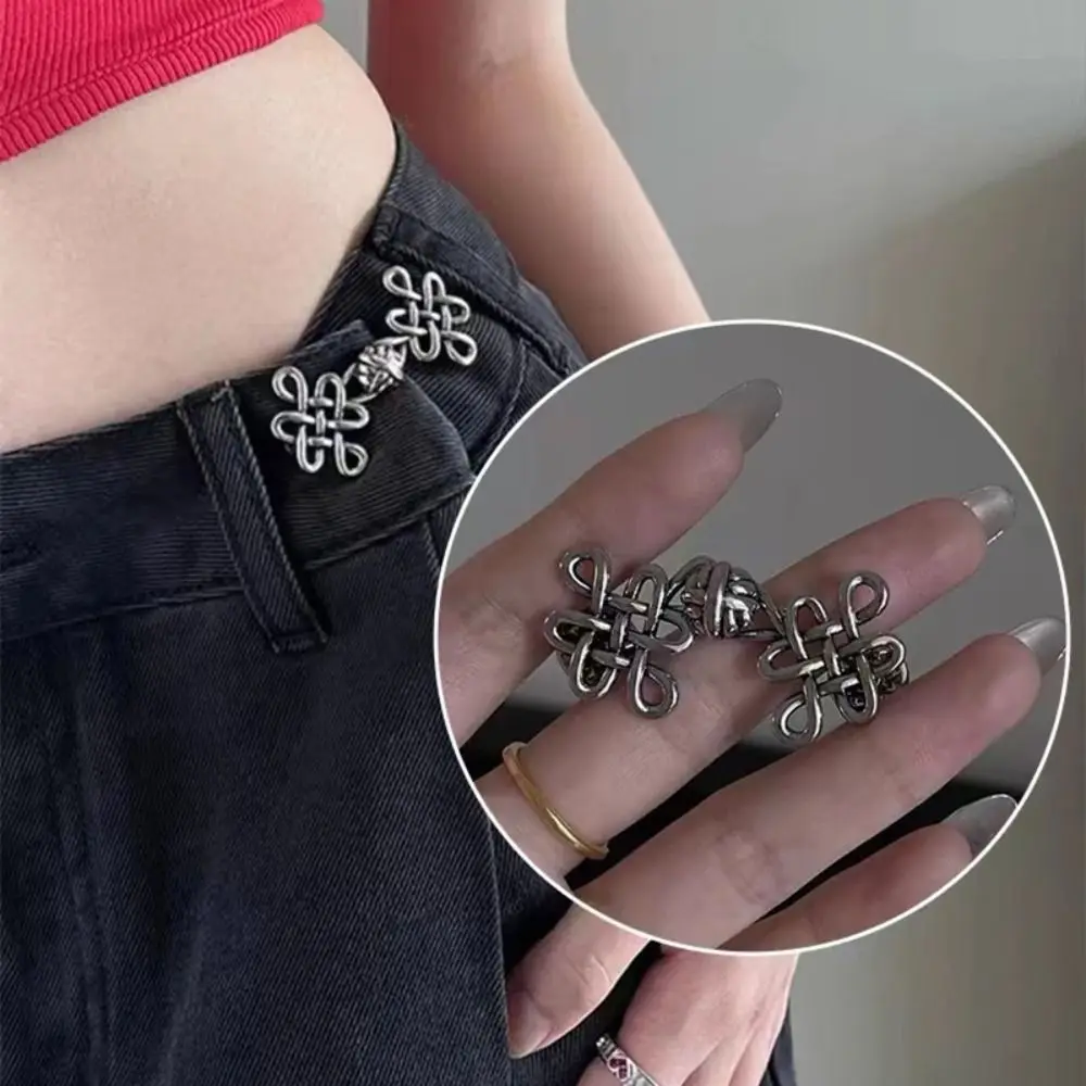 Chinese Knotting Chinese Knot Button Tightener Button Clasps Waist Buckle Jean Fit Tighten Buckles Adjustable Gold