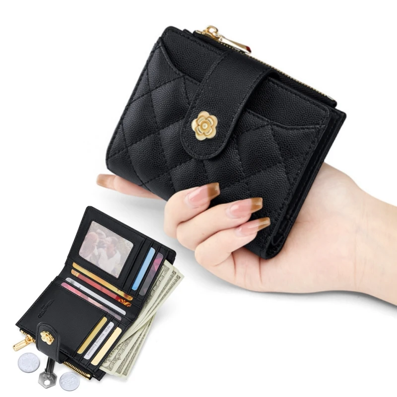 

WILLIAMPOLO Wallets for Women Luxury Brand Classic Retro Square Design Card Case Fashion Button Money Clip Female Wallets Women