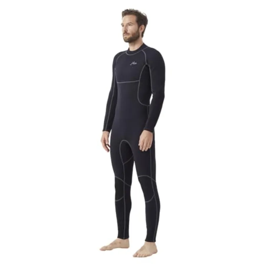 

Men's cold water surfing swimming diving wetsuit: 3/2mm neoprene black front zip thermal insulation and flexibility