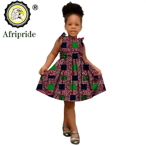 2025 African Children Clothing Kids Dashiki Ankara Print Dresses Sleeveless Lovely Mini Dress for Girl AFRIPRIDE S1940005