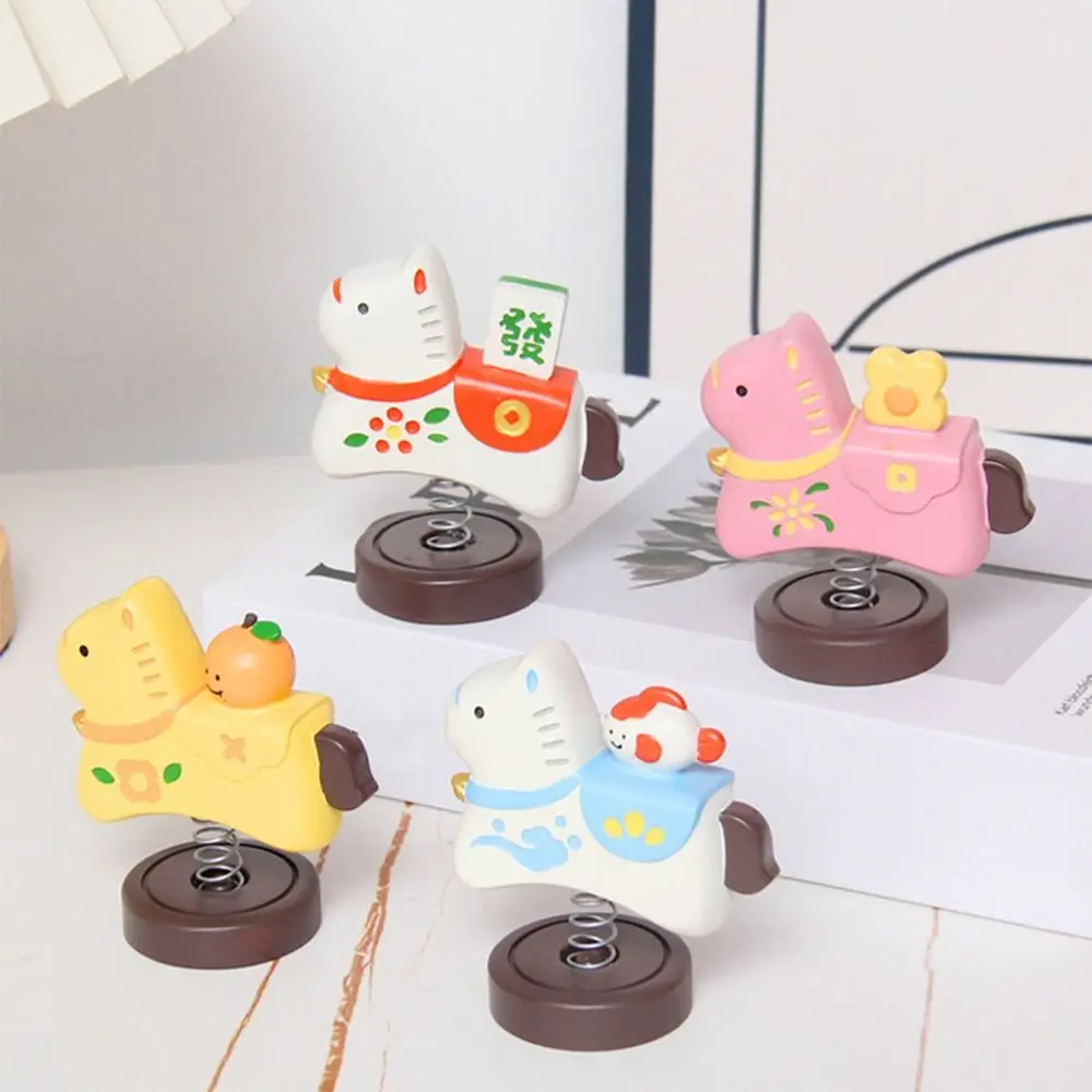 الكرتون زودياك الحصان الحلي يدويا هزاز زودياك الحصان الديكور DIY بها بنفسك الحرفية مع الربيع الراتنج الكرتون تمثال الحصان #2