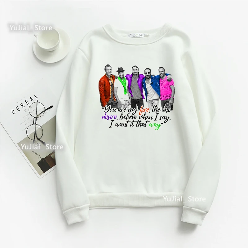 Newest Backstreet Boys Graphic Print Gray Sweatshirt Girls Harajuku Kawaii Clothes Vintage Hoodies Women Long-Sleeved Jumper