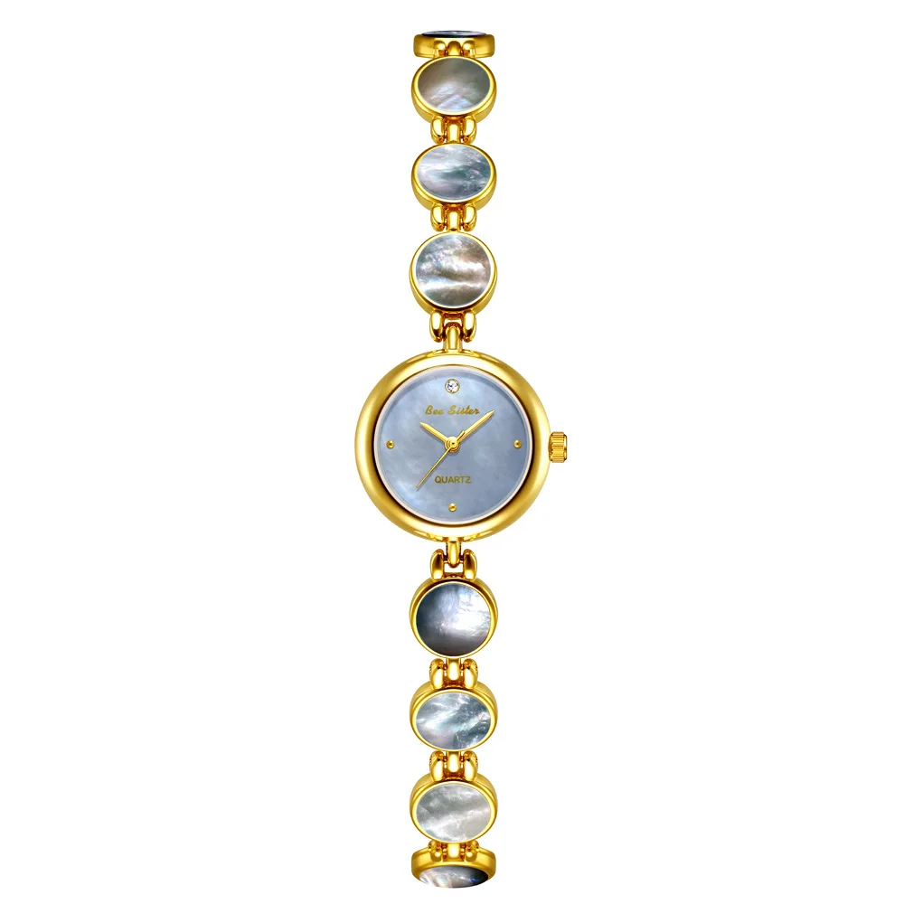 New in Women Watches Luxury Fashion Shell Bracelet Lady Dress Watch Gold Small Dial Quartz Wristwatch Gifts