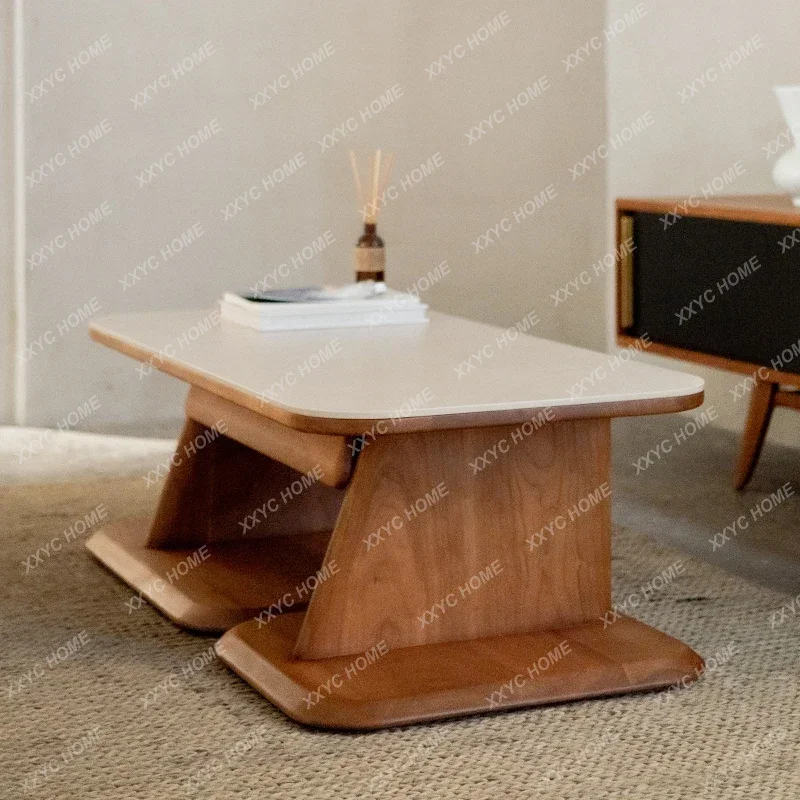HHModern Simple Time Coffee Table Solid Wood Rock Slab Small Household Living Room Home High-end Furniture