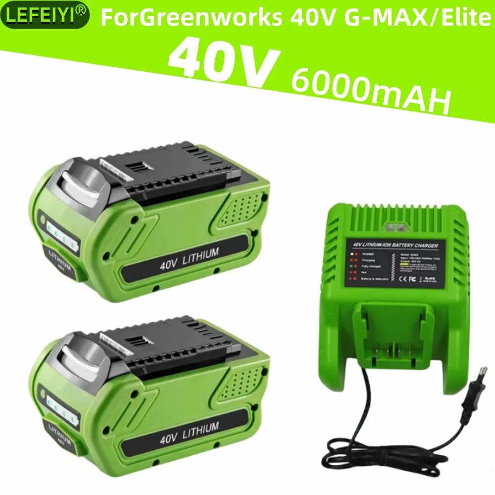 Greenworks 40V 6Ah Battery Greenworks G-MAX Lithium ion Battery Manufacturer Lawn Mower Power Tools Battery Replacement