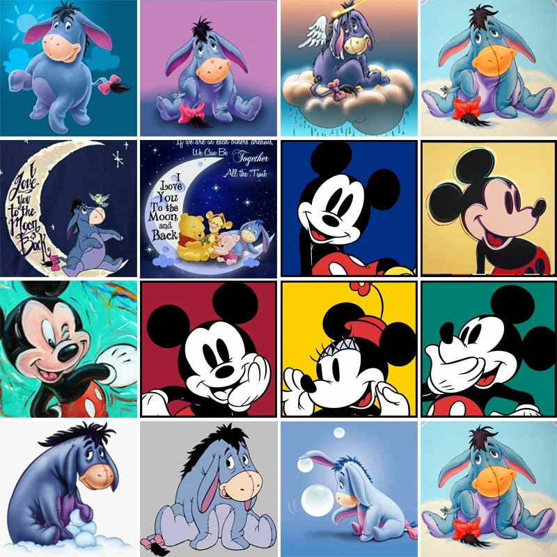 5D DIY Disney Diamond Painting Cartoon Mickey Eeyore Donkey Full Round Diamond Embroidery Mosaic Cross Stitch Home Decor