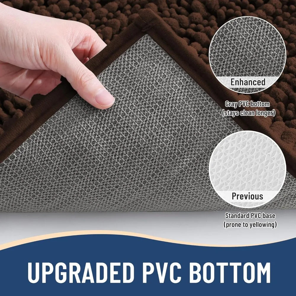 سجادة حمام شانيل فاخرة، ناعمة للغاية وسميكة ماصة وغير قابلة للانزلاق وقابلة للغسل في الغسالة، 40 × 24 بني